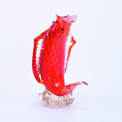 水晶玻璃摆件现代艺术家居琉璃桌面摆设工艺品 红鲤鱼琉璃摆件xsj-99