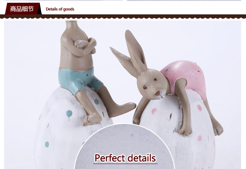 欧式创意家居树脂工艺摆饰两件套 兔子坐/趴蛋存钱罐家居摆设新房装饰品2012510-DY4