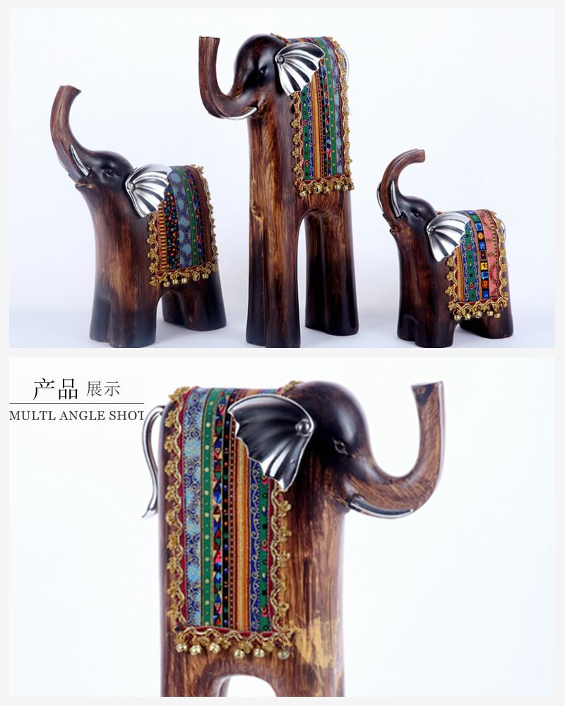 现代造型摆件 棕色树脂家饰家居摆件大象包布191307、08、092
