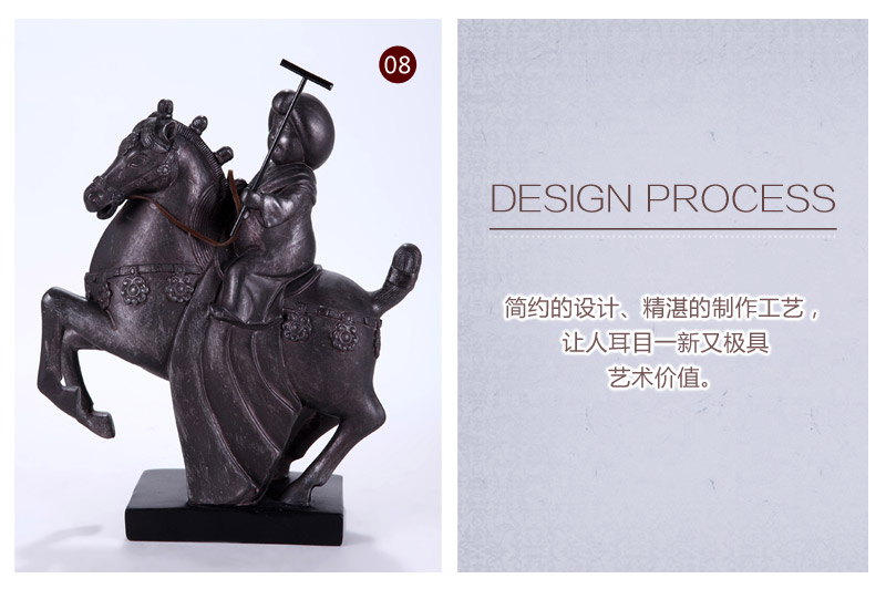 中式客厅创意摆件家居饰品树脂骑马人物马球仕女摆件软装1120707（09）-S233