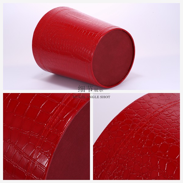 家用垃圾桶红色PU皮质欧式垃圾筒创意时尚废纸篓PY-LJT0023