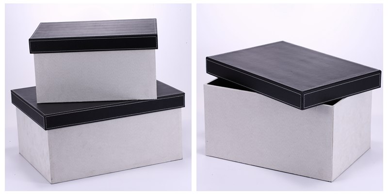 现代简约创意家居收纳盒白盒黑盖经典收纳盒2件套PY-SNH0072
