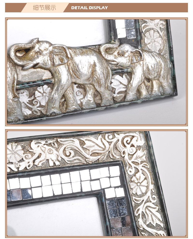 东南亚风格三象图案树脂相框海外工艺品特色家居客厅卧室装饰品摆件NY12673002