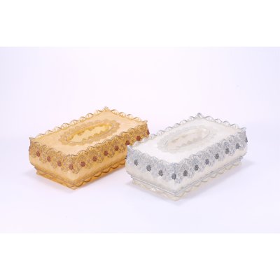 欧式奢华时尚创意蕾丝边纸抽盒高档树脂砂石纸巾盒YYJ-ZJH-001/002