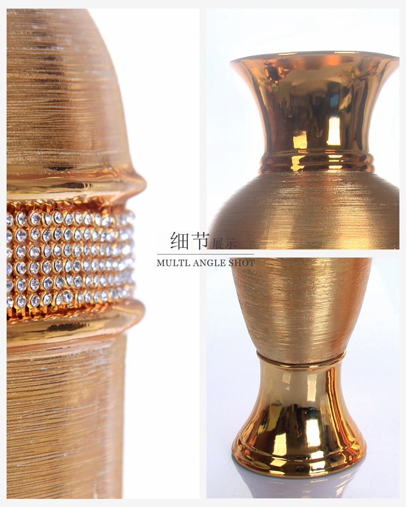 家庭装饰品摆件 工艺品摆件创意 刮线花瓶带钻（不含木架费）NHTC1063-1-G 2-G 1-S 2-S4