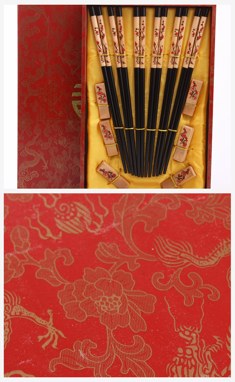 顶级礼品天然健康木雕筷子家用工艺雕刻筷配礼盒D6-0042