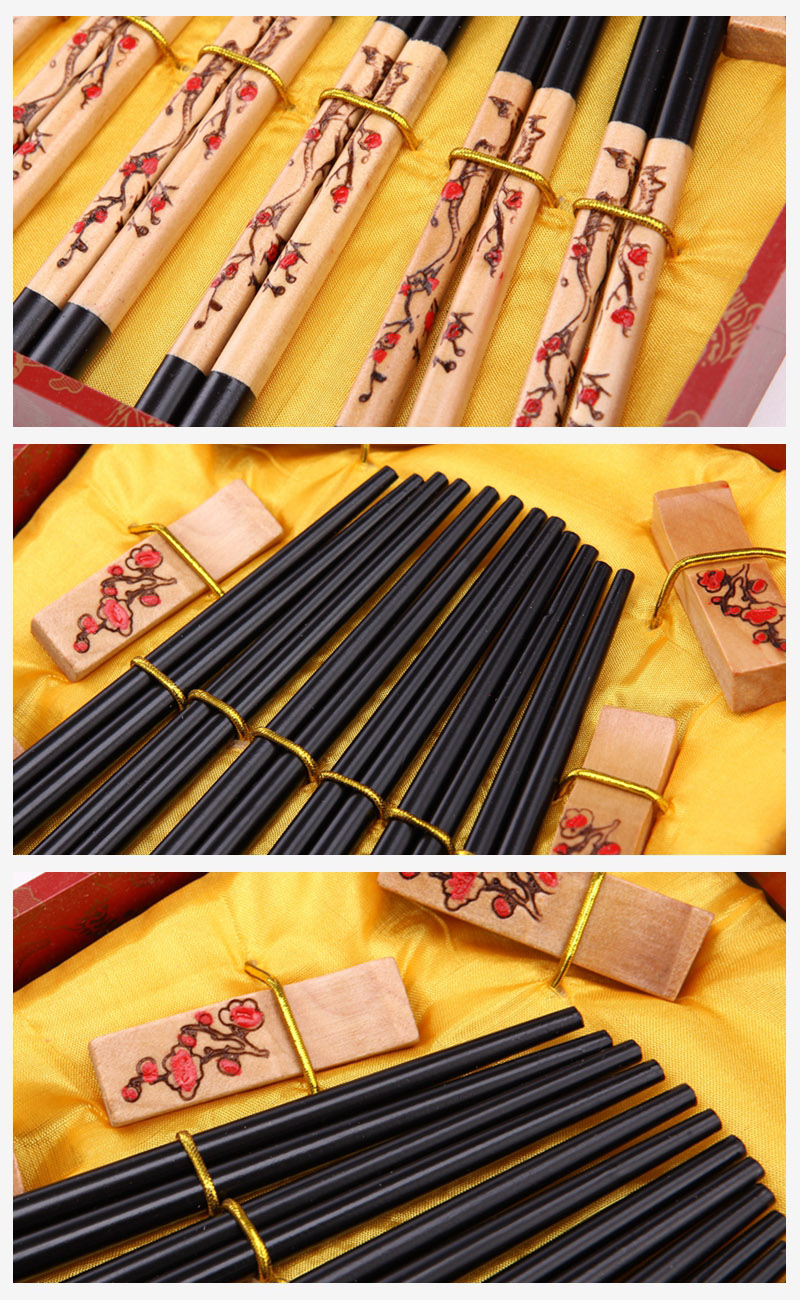 顶级礼品天然健康木雕筷子家用工艺雕刻筷配礼盒D6-0043