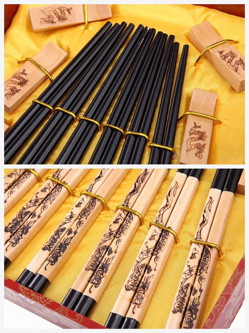 木雕筷子6对套装天然健康 高档礼品 D6-0143