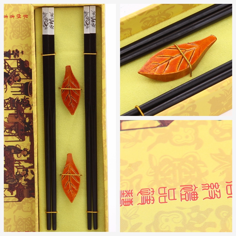 高档礼品筷子熊猫竹印花古装2双翻盖J2-0052