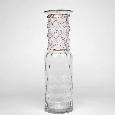 现代时尚家居装饰花瓶摆件明料翻口花瓶缠铜丝14A071