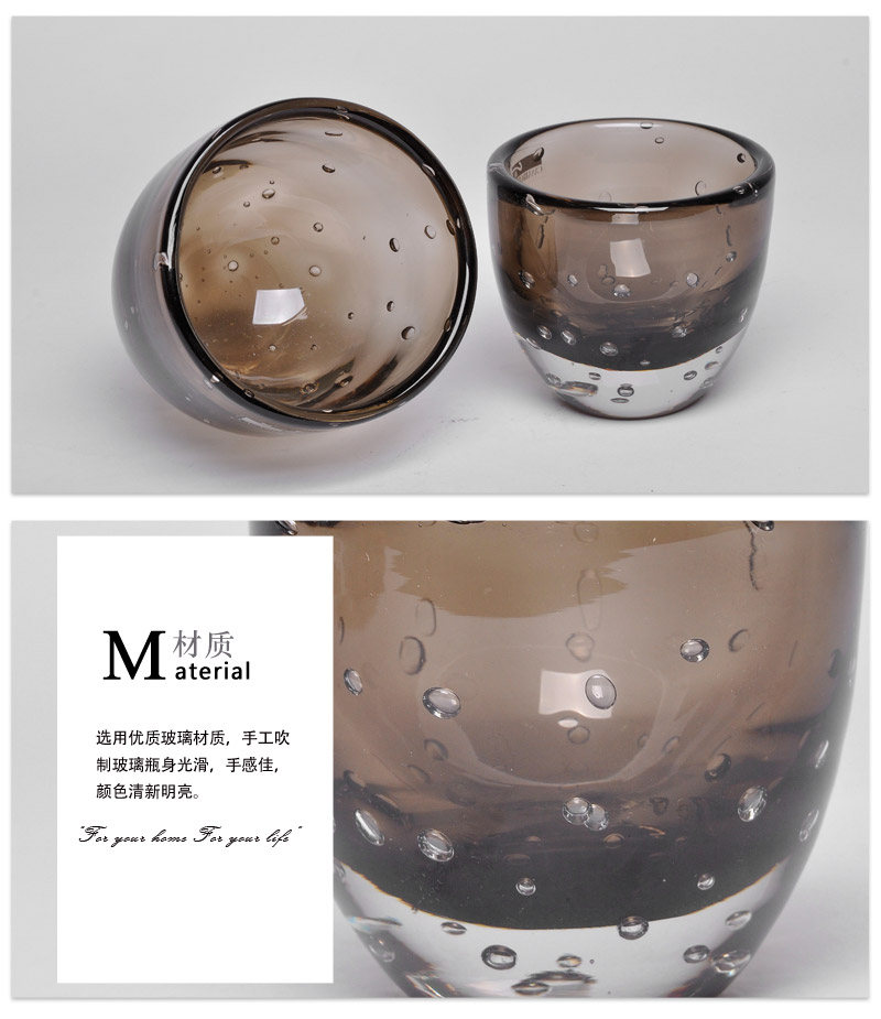简约现代时尚家居饰品浅棕泡碗玻璃软装饰品13A138-1393