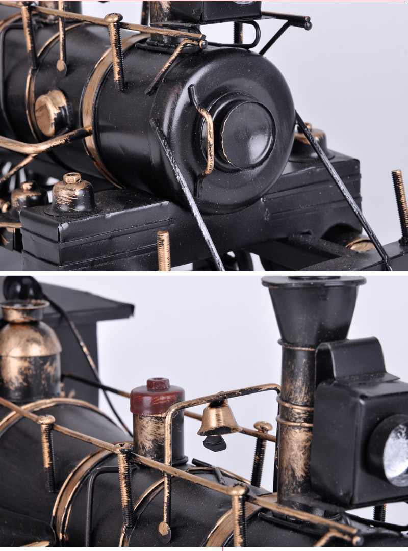 复古黑色火车头模型创意家装饰品摆件铁皮工艺品85196