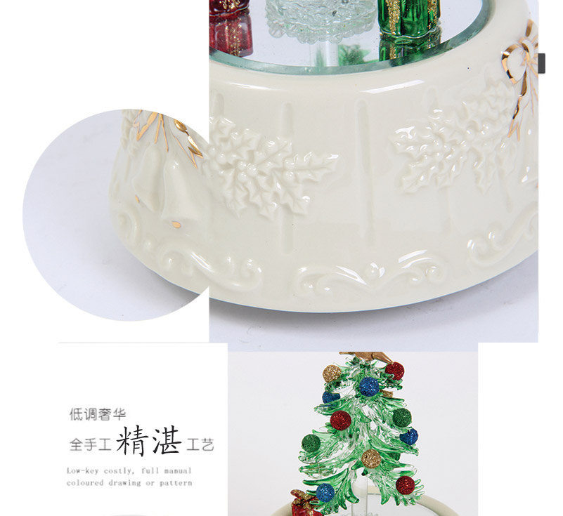 陶瓷拉丝玻璃带灯彩灯圣诞树音乐盒摆件八音盒创意生日礼物（不含木架费）JX-10025
