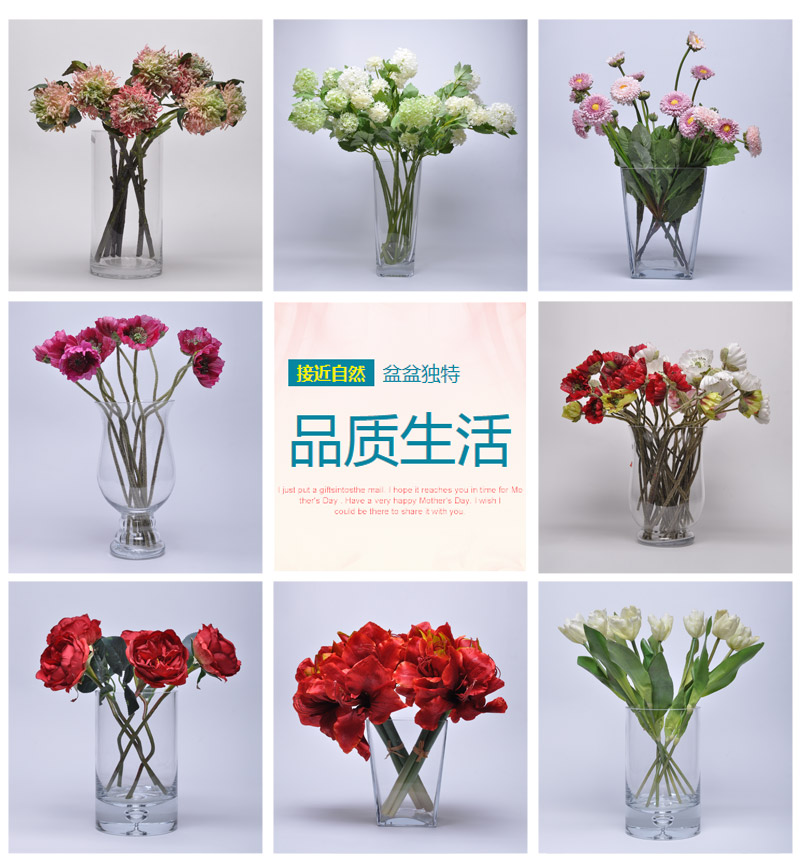 田园装饰花 胎菊仿真花艺花材 翠菊 单支带叶菊花 茶几花艺花材单件HYP-10015-PK/PU1