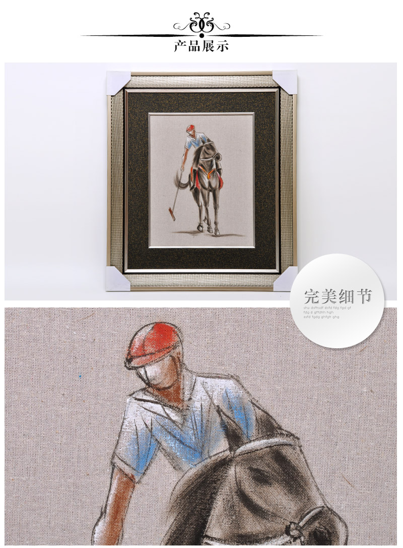 手绘油画广告画打马球人物装饰画 酒吧饭店餐馆咖啡厅装饰挂画SPGYH0193