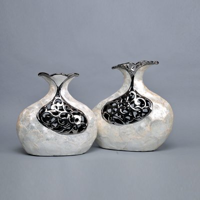 简约陶瓷贴贝壳造型摆件 创意白银镂空造型装饰品 创意家居摆设装饰品PV8534-10.2-1041W
