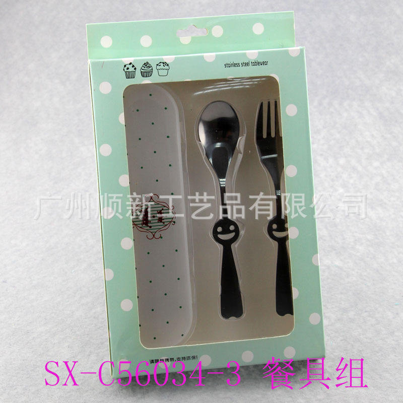 【2015爆款】工厂直供优质卡通不锈钢环保餐具组便携叉勺套装组3