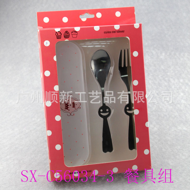 【2015爆款】工厂直供优质卡通不锈钢环保餐具组便携叉勺套装组2