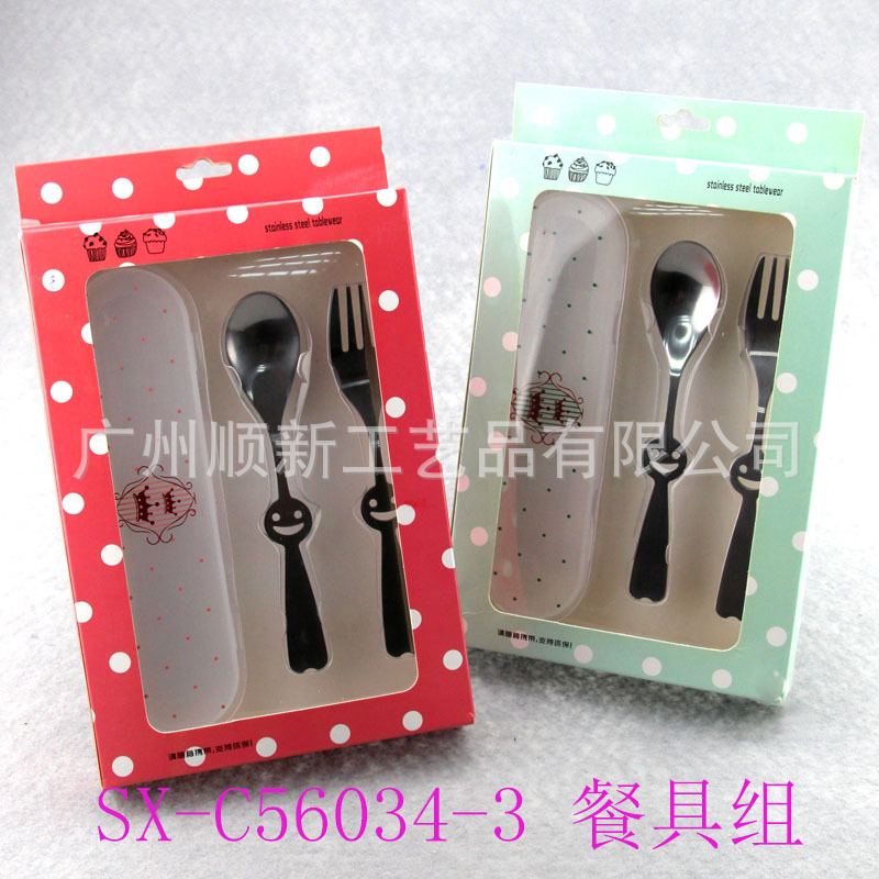 【2015爆款】工厂直供优质卡通不锈钢环保餐具组便携叉勺套装组1