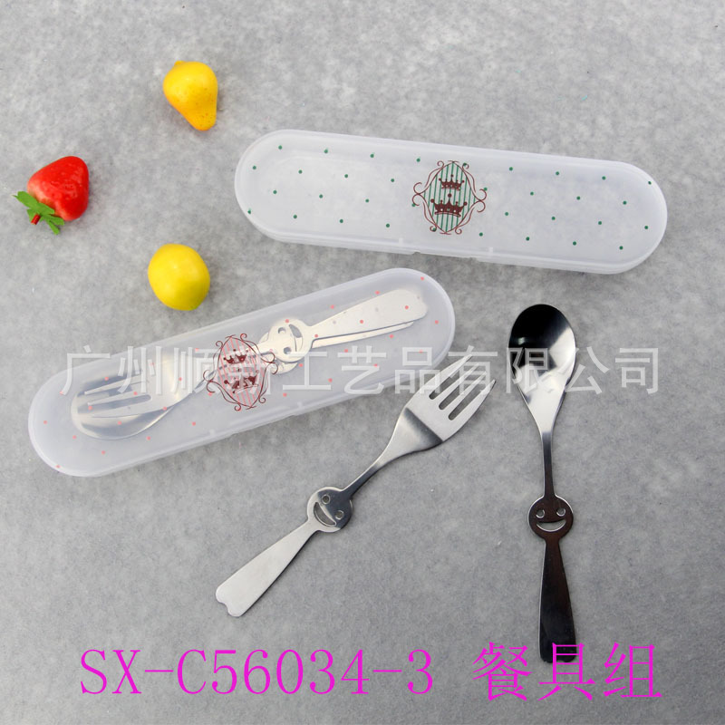 【2015爆款】工厂直供优质卡通不锈钢环保餐具组便携叉勺套装组4