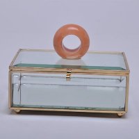 高档珠宝饰品收纳盒大号 玉石+清玻+铜饰品盒 结婚礼品生日礼物佳选92287-1