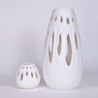 现代简约陶瓷摆件花瓶 时尚镂空陶瓷花瓶插花器 家居装饰摆设花瓶摆件OH022-8113-11W2