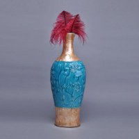 现代简约贝壳摆件花瓶 黄蓝贝壳创意花瓶 家居装饰摆设花瓶摆件GV8664-18.3-1094G