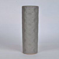 简约现代陶瓷花瓶 灰色创意凹圆点圆筒造型花瓶 创意家居软装饰摆设花瓶OH078-8203-58G2