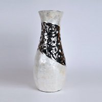 现代简约陶瓷贴贝壳花瓶插花器 创意时尚花瓶工艺品 花器PV8573-16.1-1039W