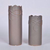 现代唯美陶瓷花瓶 灰色时尚艺术不规则瓶口花瓶 创意家居装饰摆设纯色花瓶OH041-8051-58G2