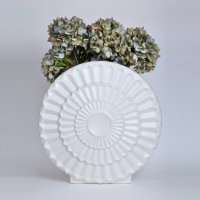 现代陶瓷花瓶摆件 白色时尚艺术圆柱体波浪纹花瓶 创意家居摆设纯色花瓶OH093-8391-11W2