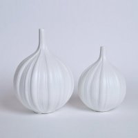 现代简约陶瓷花瓶摆件 白色时尚艺术南瓜形花瓶大号/小号 创意家居装饰摆设花瓶OH3661-3237G