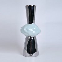 欧式时尚陶瓷花瓶摆件 蓝银线条艺术装饰花瓶 创意家居礼品摆设装饰瓶 OH3648-5020PJ1