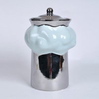 欧式时尚陶瓷摆件糖果罐 蓝银线条艺术储物罐 创意家居礼品储物摆设罐 OH3650-5020PJ1