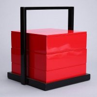 中式高档方形收纳盒 红色三层收纳盒 个性 带提手创意收纳盒（可定制）ATMYXT-004-1