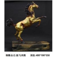 中式现代铜雕骏马奔腾摆件客厅书房卧室装饰