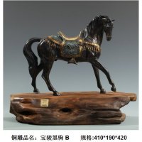 中式现代铜雕宝骏黑驹B摆件客厅书房卧室装饰