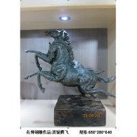 中式现代名师铜雕双骏腾飞摆件客厅书房卧室装饰