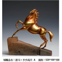 中式现代铜雕唐马步步高升A摆件客厅书房卧室装饰