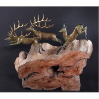 欧式现代铜雕飞越鹿 (三只)摆件客厅书房卧室装饰