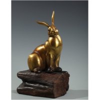 西式现代铜雕福星兔妈摆件客厅书房卧室装饰