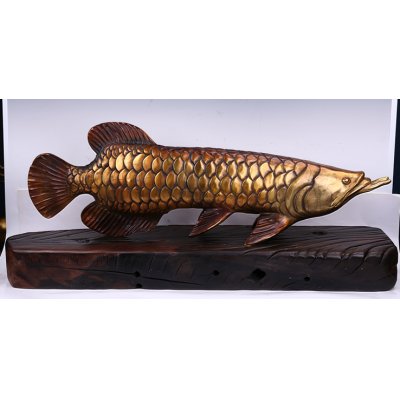 中式化煞招财镇宅铜雕大金龙鱼摆件客厅书房卧室装饰