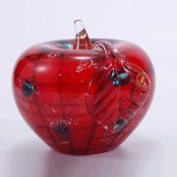 水晶玻璃摆件现代艺术家居琉璃桌面摆设工艺品 小号银箔苹果XSJ-129