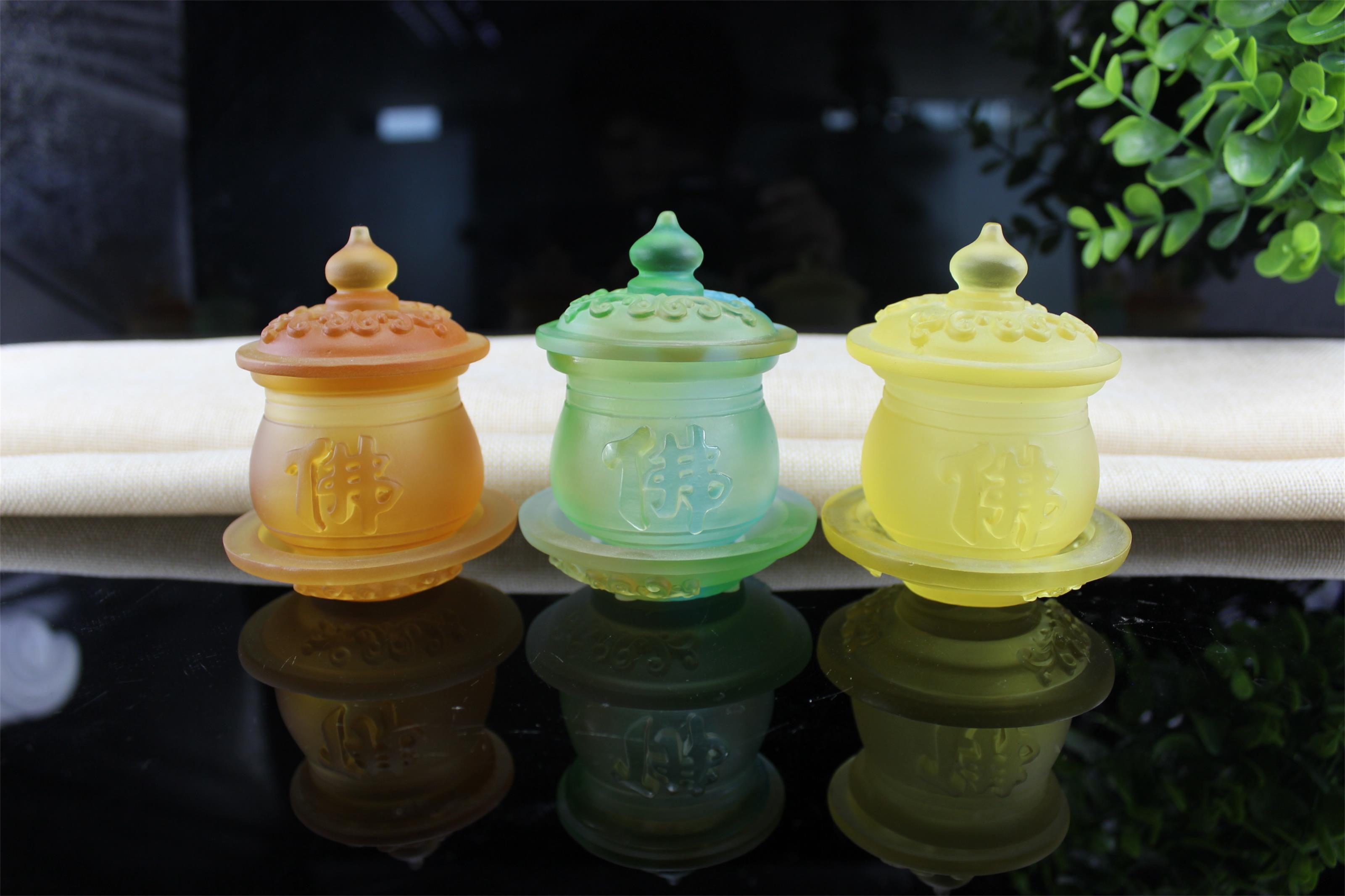 中式佛家工艺品琉璃贡杯摆件家居装饰摆件1