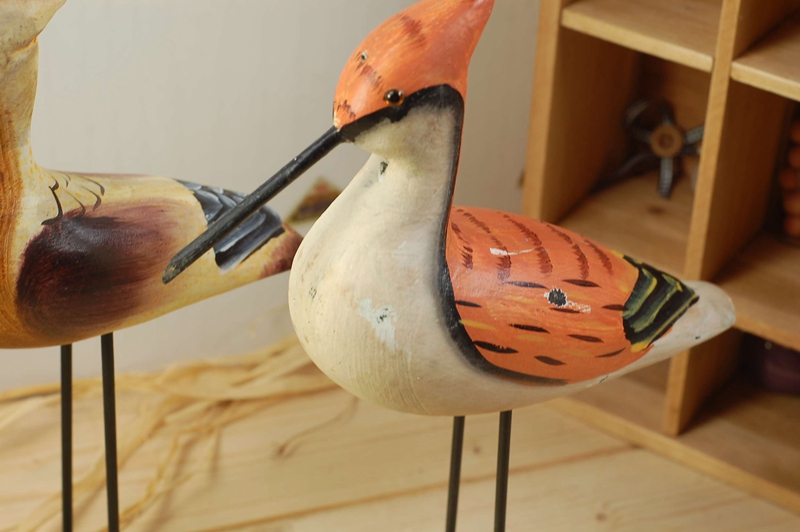 zakka杂货 木质工艺品 原木动物雕刻 海鸟木质摆件 铁木鸟60875