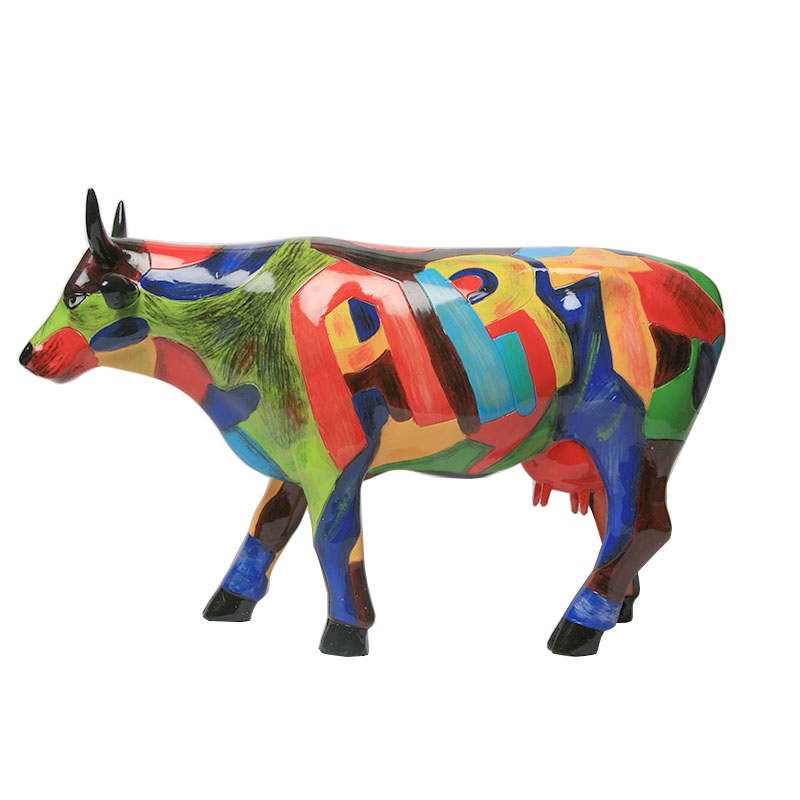 西式抽象创意高档树脂Art牛造型摆件客厅卧室装饰动物摆件1