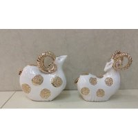 现代创意镀金树脂双羊开泰摆件家居装饰抽象摆件