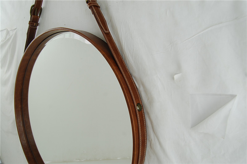 高档欧式圆形皮带挂镜梳妆镜浴室镜1
