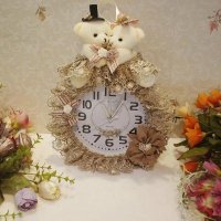 欧式简约英伦风情情侣熊台式闹钟