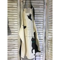 日单 纯棉帆布围裙  可爱风 猫咪围裙